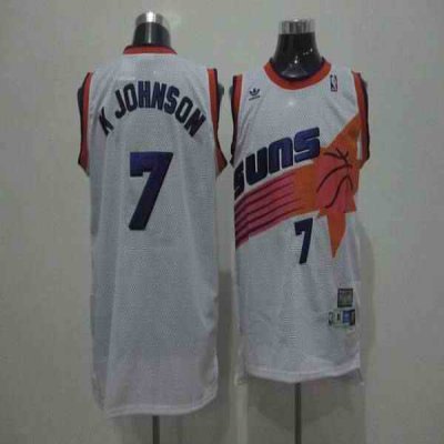 Suns #7 Kevin Johnson White Swingman Throwback Stitched NBA Jersey