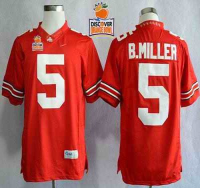 Buckeyes #5 Braxton Miller Red Limited 2014 Discover Orange Bowl Patch Stitched NCAA Jersey