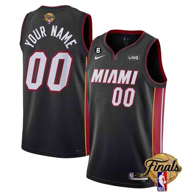 Men's Miami Heat Active Player Custom Black 2023 Finals Icon Edition With NO.6 Patch Stitched Basketball Jersey