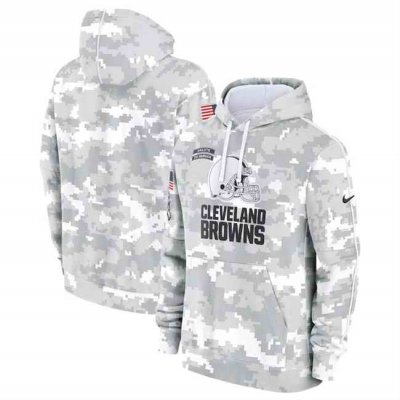 Youth Cleveland Browns 2024 White/Gray Salute To Service Pullover Hoodie