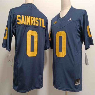 Men's Michigan Wolverines #0 Mike Sainristil 2023 F.U.S.E. Navy Stitched Jersey