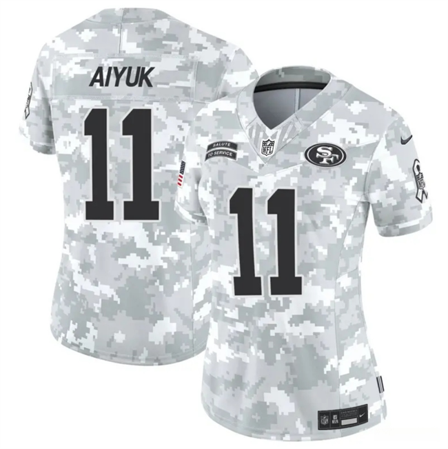 Women's San Francisco 49ers #11 Brandon Aiyuk 2024 F.U.S.E Arctic Camo Salute to Service Limited Stitched Jersey(Run Small)