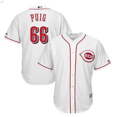 Men's Cincinnati Reds #66 Yasiel Puig Majestic White 2019 Home Cool Base Stitched MLB Jersey