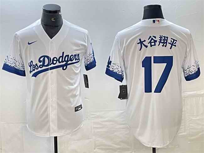 Men's Los Angeles Dodgers #17 ''?? White City Connect Cool Base Stitched Jersey