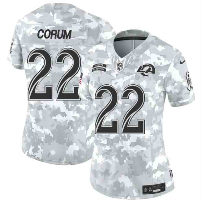 Women's Los Angeles Rams #22 Blake Corum 2024 F.U.S.E Arctic Camo Salute to Service Limited Stitched Football Jersey(Run Small)