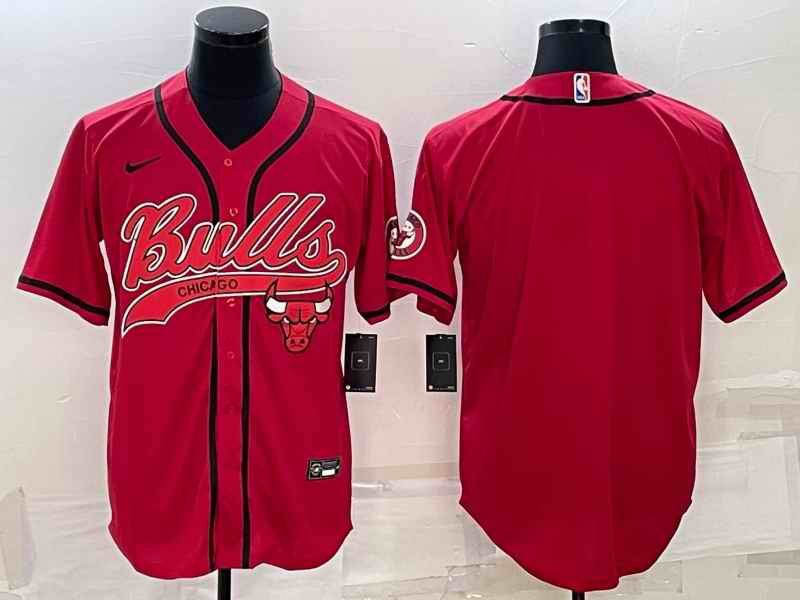 Men's Chicago Bulls Blank Red Cool Base Stitched Baseball Jersey