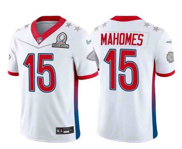 Men's Kansas City Chiefs #15 Patrick Mahomes 2022 White Pro Bowl Stitched Jersey