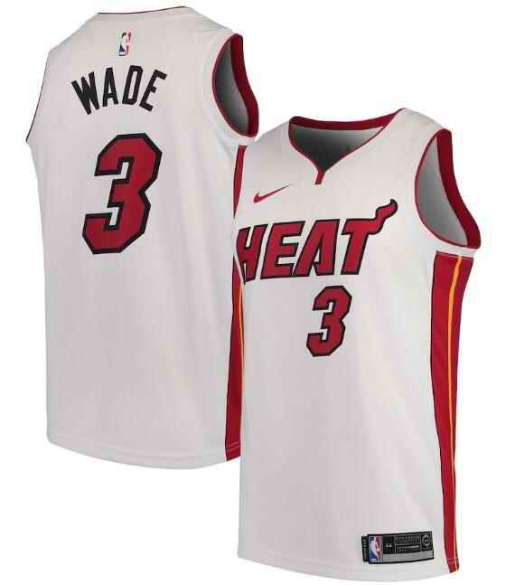 Men's Miami Heat #3 Dwyane Wade White Association Edition Swingman Stitched Jersey