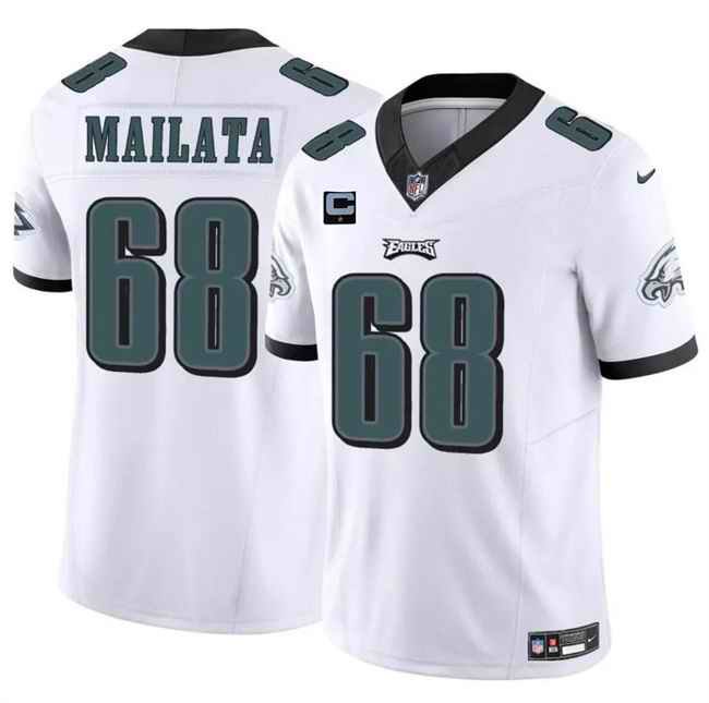 Men's Philadelphia Eagles #68 Jordan Mailata White 2024 F.U.S.E With 1-Star C Patch Vapor Untouchable Limited Stitched Football Jersey