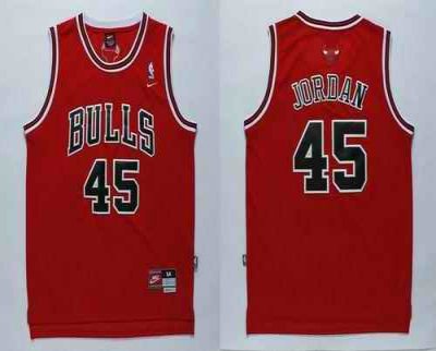 Bulls #45 Jordan Stitched Red NBA Jersey