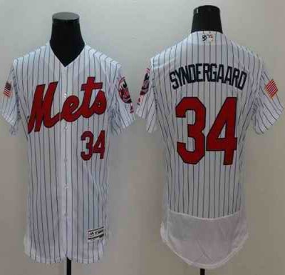 Mets #34 Noah Syndergaard White(Blue Strip) Fashion Stars & Stripes Flexbase Authentic Stitched MLB Jersey