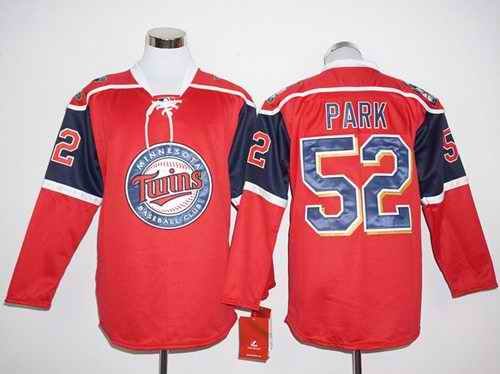 Twins #52 Byung-Ho Park Red Long Sleeve Stitched MLB Jersey