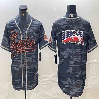 Men's Baltimore Orioles Gray Camo Team Big Logo Cool Base Stitched Jersey