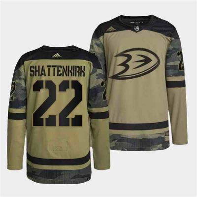 Men's Anaheim Ducks #22 Kevin Shattenkirk 2022 Camo Military Appreciation Night Stitched Jersey