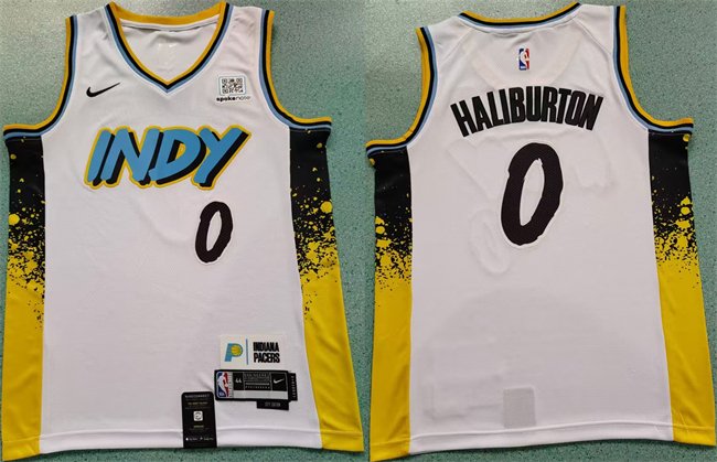 Men's Indiana Pacers #0 Tyrese Haliburton White 2024/25 City Edition Stitched Basketball Jersey