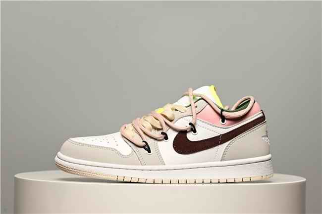 Men's Running Weapon Air Jordan 1 Low Cream Shoes 0549