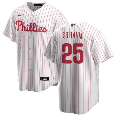 Men's Philadelphia Phillies #25 Matt Strahm White Cool Base Stitched Baseball Jersey