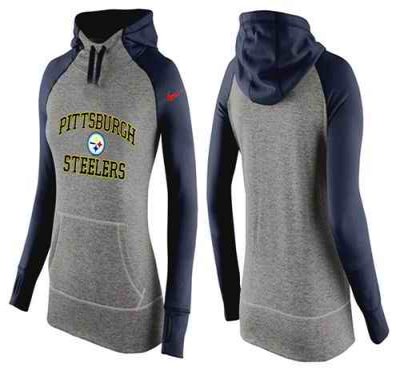 Women's Nike Pittsburgh Steelers Performance Hoodie Grey & Dark Blue_3