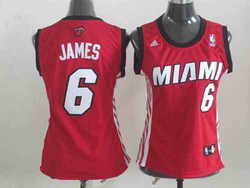 Heat #6 LeBron James Red Women's Alternate Stitched NBA Jersey