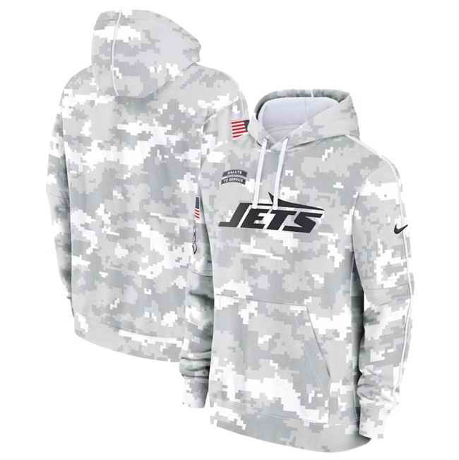 Youth New York Jets 2024 White/Gray Salute To Service Pullover Hoodie