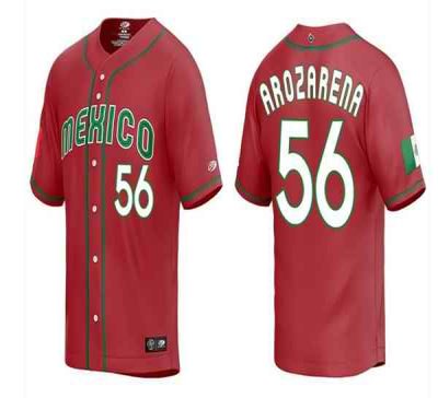 Men's Mexico Baseball #56 Randy Arozarena 2023 Red World Baseball Classic Stitched Jersey