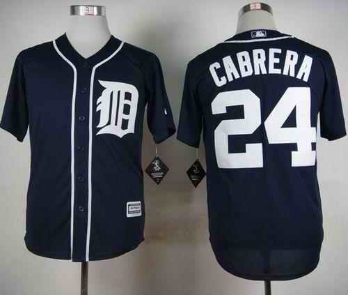 Tigers #24 Miguel Cabrera Navy Blue Cool Base Stitched MLB Jersey