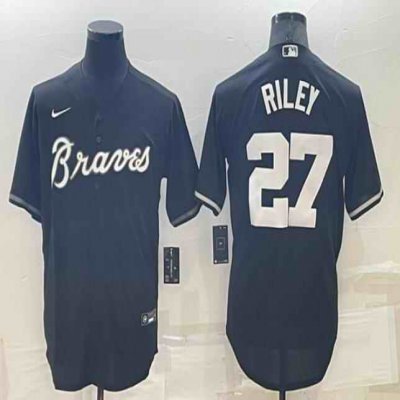 Men's Atlanta Braves Customized Black Cool Base Stitched Baseball Jersey