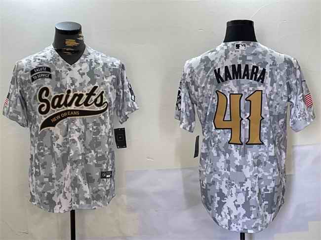 Men's New Orleans Saints #41 Alvin Kamara 2024 Arctic Camo Salute to Service Stitched Baseball Jersey