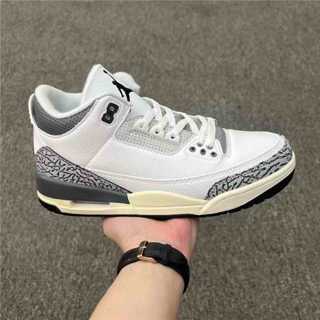 Women's Running weapon Air Jordan 3 White/Grey shoes 0033