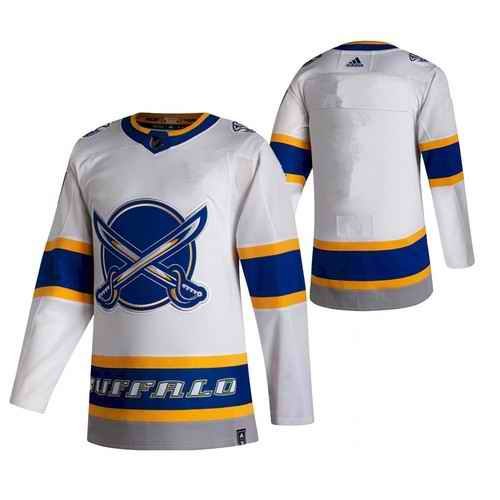 Men's Buffalo Sabres Blank White 2020-21 Reverse Retro Stitched Jersey