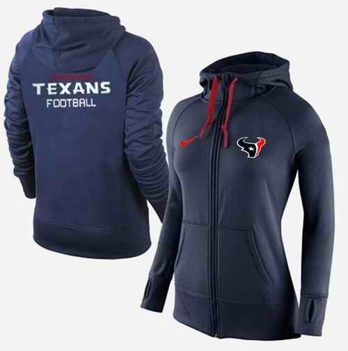 Women's Nike Houston Texans Full-Zip Performance Hoodie Dark Blue