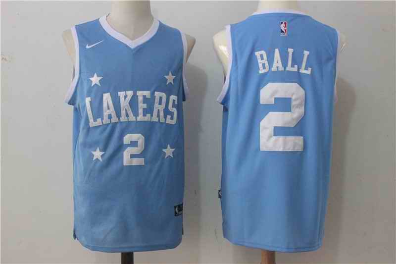 Men's Nike Los Angeles Lakers #2 Lonzo Ball Royal Blue Stitched NBA Jersey