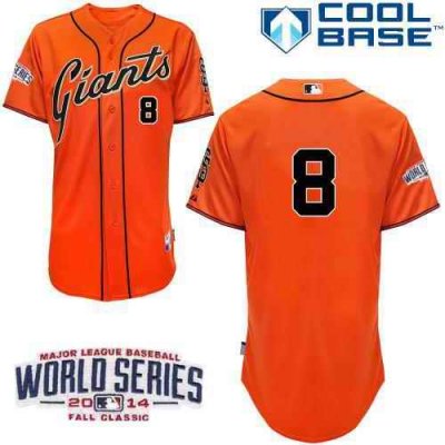 Giants #8 Hunter Pence Orange Cool Base W/2014 World Series Patch Stitched MLB Jersey