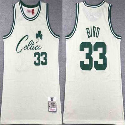 Men's Boston Celtics #33 Larry Bird White Throwback Stitched Jersey