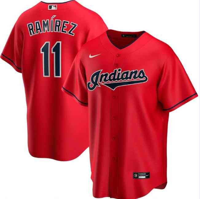 Men's Cleveland Indians #11 Jos' Ram'rez Red Cool Base Stitched Jersey