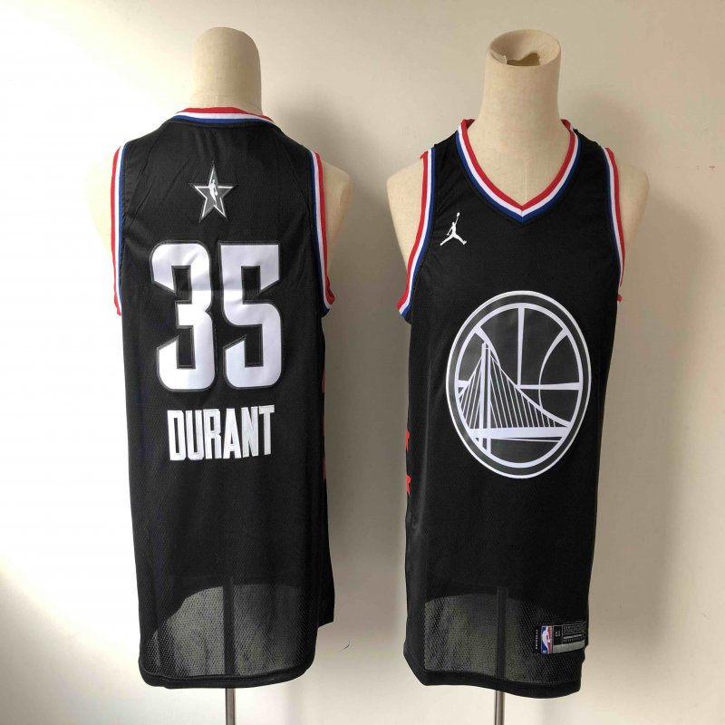 Men's Golden State Warriors #35 Kevin Durant Black 2019 NBA All Star Stitched NBA Jersey