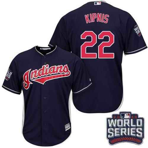 Indians #22 Jason Kipnis Navy Blue Alternate 2016 World Series Bound Stitched Youth MLB Jersey