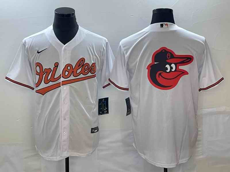 Men's Baltimore Orioles White Team Big Logo Cool Base Stitched Jersey