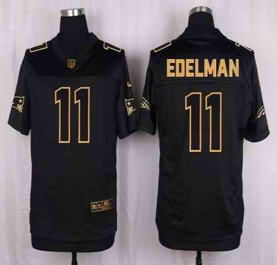 Nike Patriots #11 Julian Edelman Black Men's Stitched NFL Elite Pro Line Gold Collection Jersey