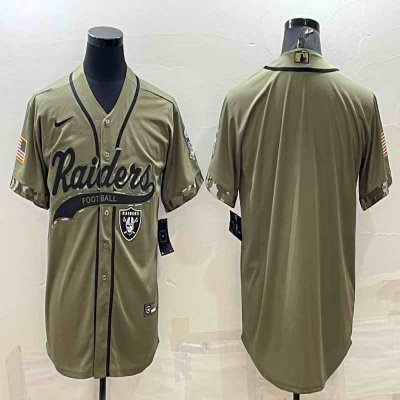 Men's Las Vegas Raiders Blank Olive Salute to Service Cool Base Stitched Baseball Jersey