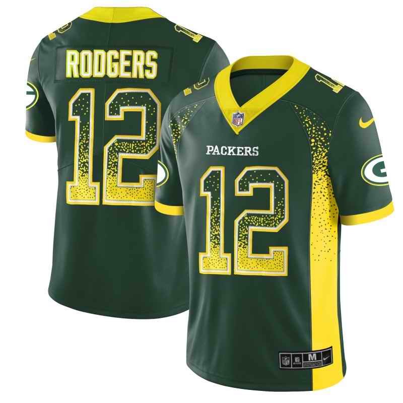 Men's Green Bay Packers #12 Aaron Rodgers Green 2018 Drift Fashion Color Rush Limited Stitched NFL Jersey