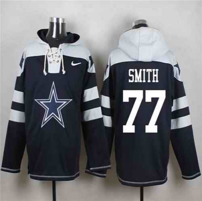 Nike Cowboys #77 Tyron Smith Navy Blue Player Pullover NFL Hoodie