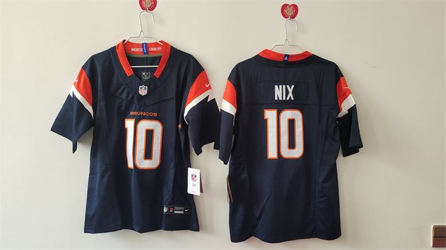 Women's Denver Broncos #10 Bo Nix Navy 2024 F.U.S.E Alternate Stitched Jersey(Run Small)