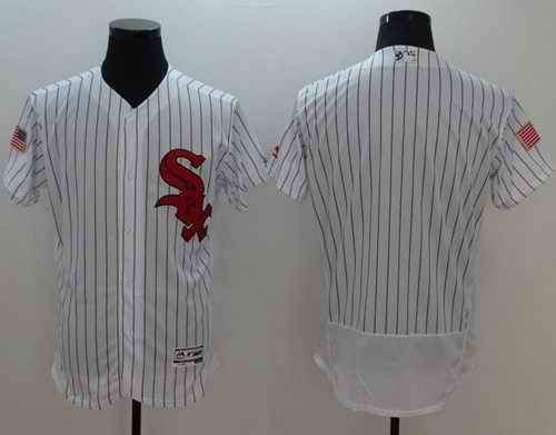 White Sox Blank White(Black Strip) Fashion Stars & Stripes Flexbase Authentic Stitched MLB Jersey