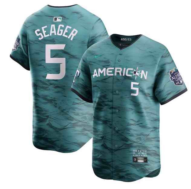 Men's Texas Rangers #5 Corey Seager Teal 2023 All-star Stitched Baseball  Jersey