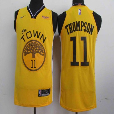 Men's Golden State Warriors #11 Klay Thompson Yellow 2019 Earned Edition Swingman Stitched NBA Jersey