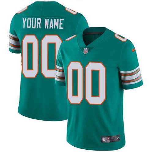 Men's Miami Dolphins Customized Aqua Green Alternate Vapor Untouchable NFL Stitched Limited Jersey