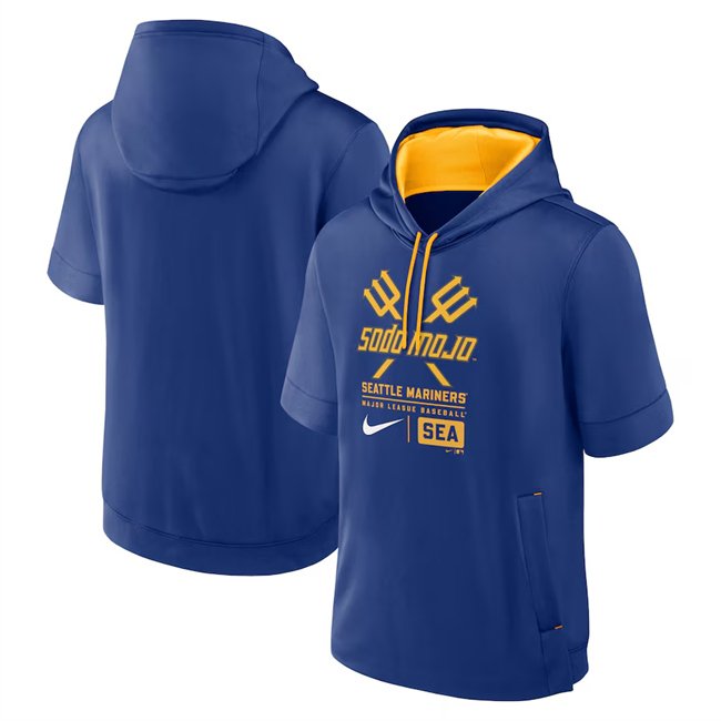 Men's Seattle Mariners Royal City Connect Short Sleeve Pullover Hoodie