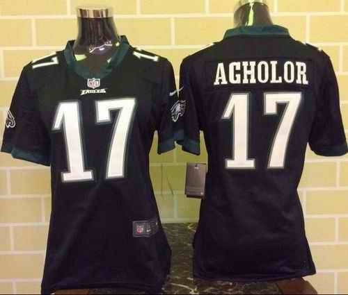 Nike Eagles #17 Nelson Agholor Black Alternate Women's Stitched NFL New Elite Jersey