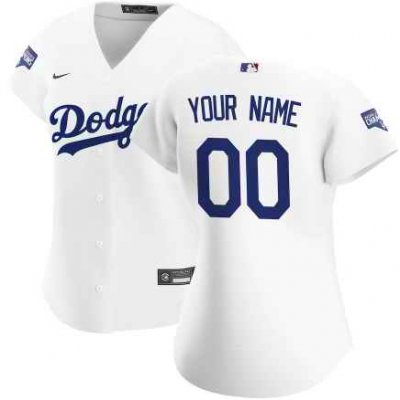 Women's Los Angeles Dodgers ACTIVE PLAYER Custom White 2020 World Series Champions Home Patch Stitched Jersey